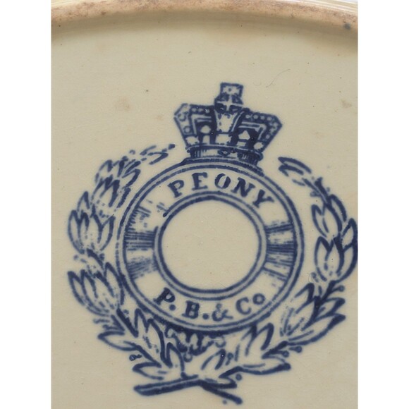 Antique Transferware Blue Plate 10" Peony Pinder Bourne & Co Burslem 1860s Urn - Picture 5 of 13